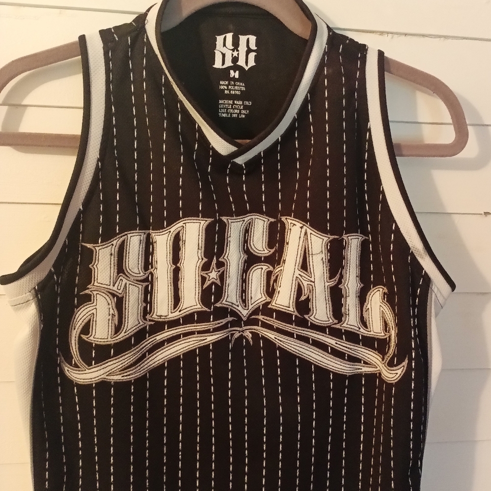 Black White So Cal Sleeveless Athletic Jersey Stars Stripes Casual Sports Calif